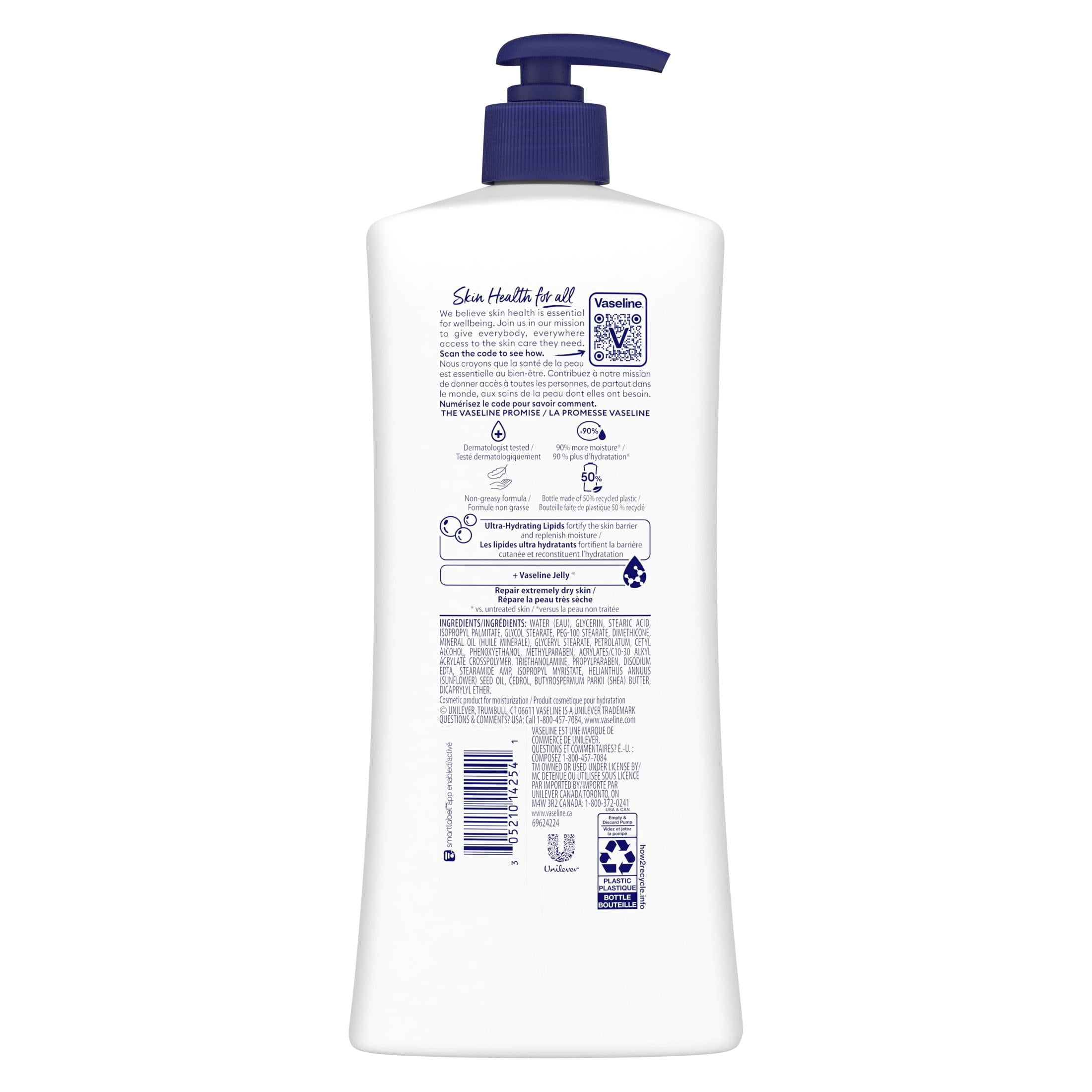 Vaseline Intensive Care Body Lotion for Dry Skin Advanced Repair Unscented Lotion Made with Ultra-Hydrating Lipids + Vaseline Jelly to Repair Extremely Dry Skin, 32 fl oz