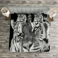 thumbnail image 3 of Ambesonne Tiger Quilted Bedspread Set 3 Pcs, Intense Gaze of Hunter, King Size, Pale Grey Black, 3 of 3