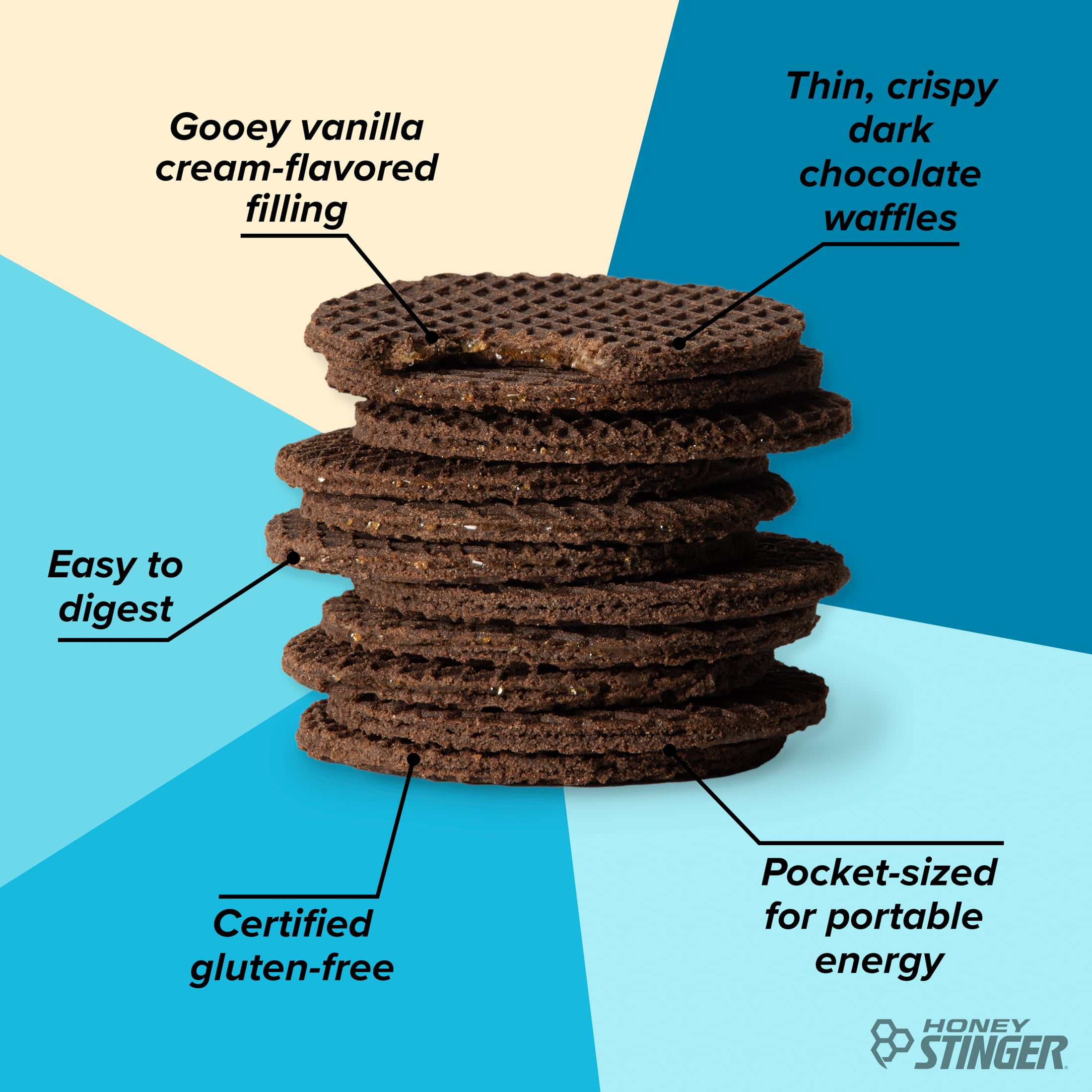 (4 pack) Honey Stinger Organic Gluten-Free Energy Waffle Snack, Cookies & Cream, 1.06 oz, 6 Count