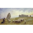 thumbnail image 2 of Barclay, Edgar 32x18 Gold Ornate Wood Framed with Double Matting Museum Art Print Titled - Returning Home, Stonehenge, Wiltshire, 2 of 4