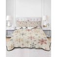 thumbnail image 2 of Quilt King Size Bedding Set, Christmas Snowflakes Reversible Summer Quilt 3 Pieces, Xmas Snowy Winter Beige Lightweight Bedspreads Coverlets with 2 Pillow Shams for All Seasons, 2 of 5