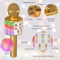 thumbnail image 2 of karaoke inalámbrico, micrófono de karaoke para niños con luces LED de baile, micrófono Bluetooth para niños, niñas, niños, para fiestas, cantos, Navidad, cumpleaños, regalo, idea dorada, 2 of 5
