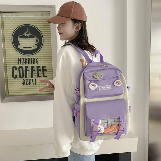 4pcs Set Mochila para ninos Mochila grande para estudiantes Mochila con animales lindos Purpura Bodega Aurrera en linea