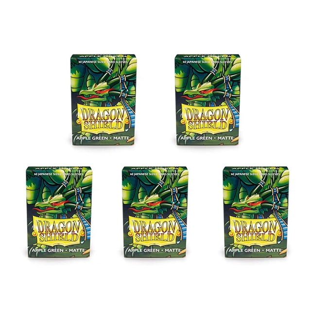 5 Packs Dragon Shield Matte Mini Japanese Apple Green 60 ct Card Sleeves Value Bundle!