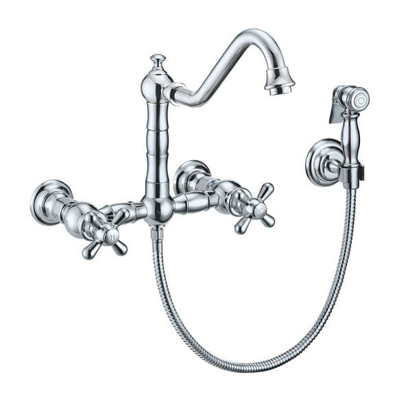 Whitehaus Whkwcr3-9402-Nt Vintage Iii Plus 1.5 GPM Wall Mounted Bridge Kitchen Faucet -