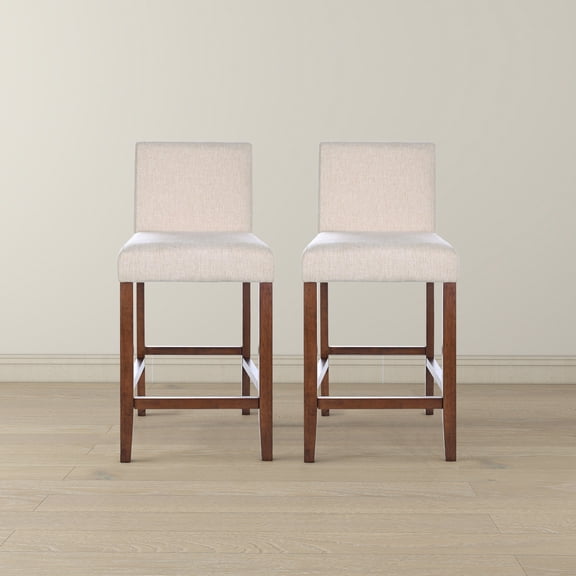 Knubmt 2 Pack Fabric Seat Dining Chair Wood Frame Bar Chair for Living Room, Bar, Kitchen, Dining Room, Beige