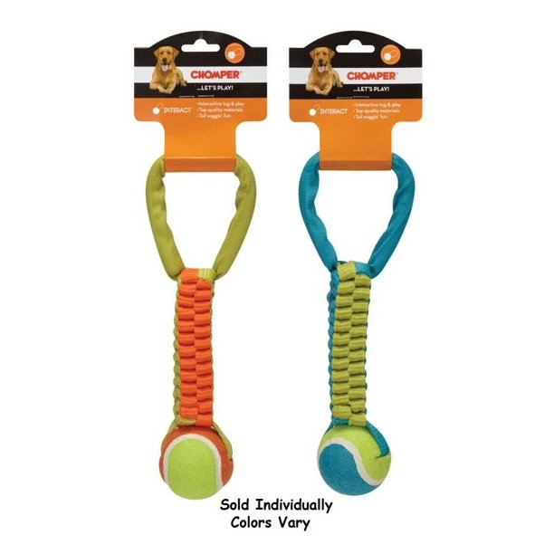 Tough Dog Toy Durable Nylon Tennis Ball Tug Handle Throw Fetcher 12