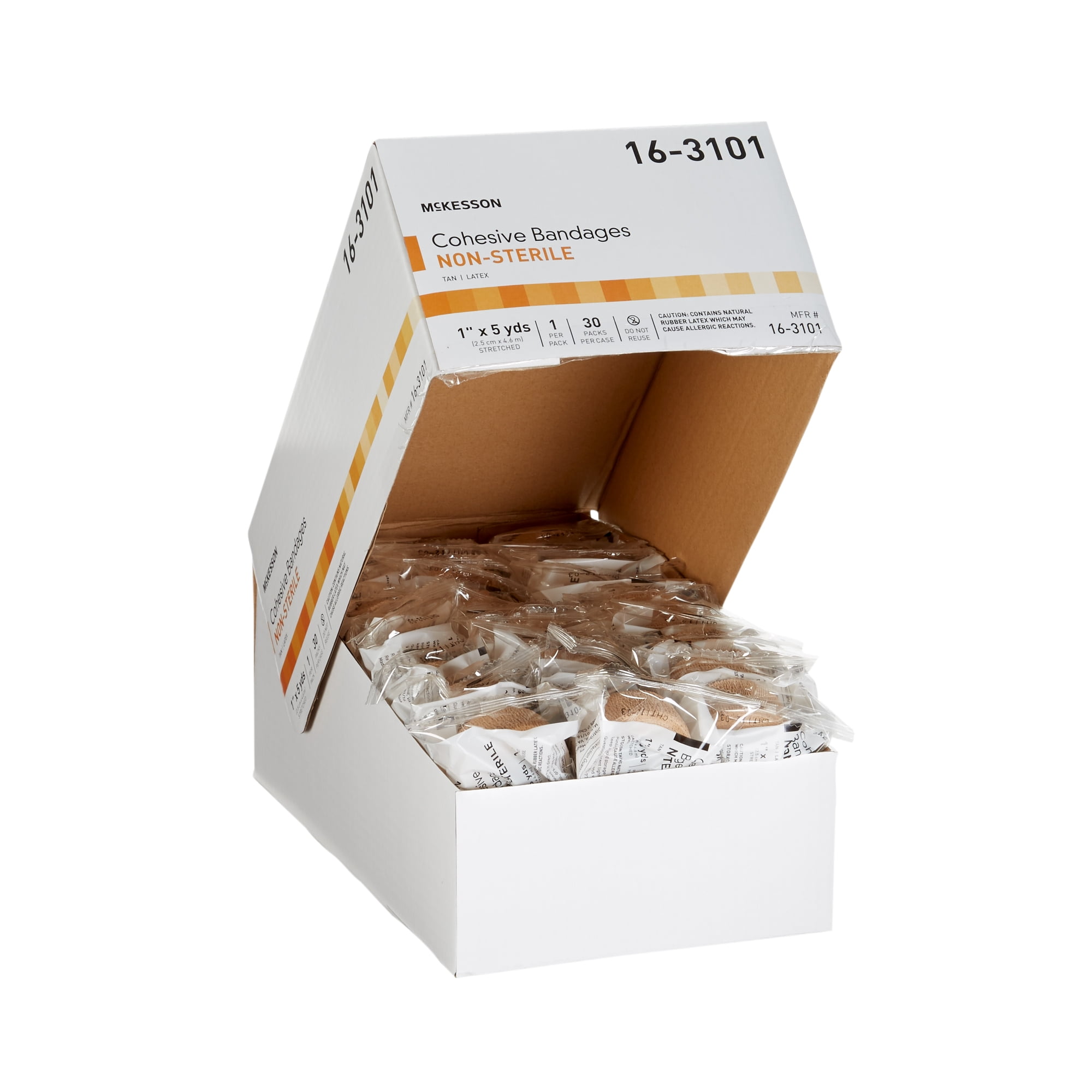 McKesson Cohesive Bandages, Self-Adherent Compression Wrap, 1 in x 5 yd, 1 Count, 30 Packs, 30 Total