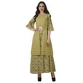 thumbnail image 1 of Moomaya Printed High Low Crop Top Kurti Palazzo Set Ethnic Indian Clothing Set For Womens, 1 of 9