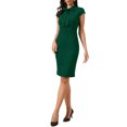 thumbnail image 4 of INSPIRE CHIC Work Dress for Women Bow Tie Neck Button Down Crap Sleeve Side Zipper Elegant Sheath Dresses L Dark Green, 4 of 6