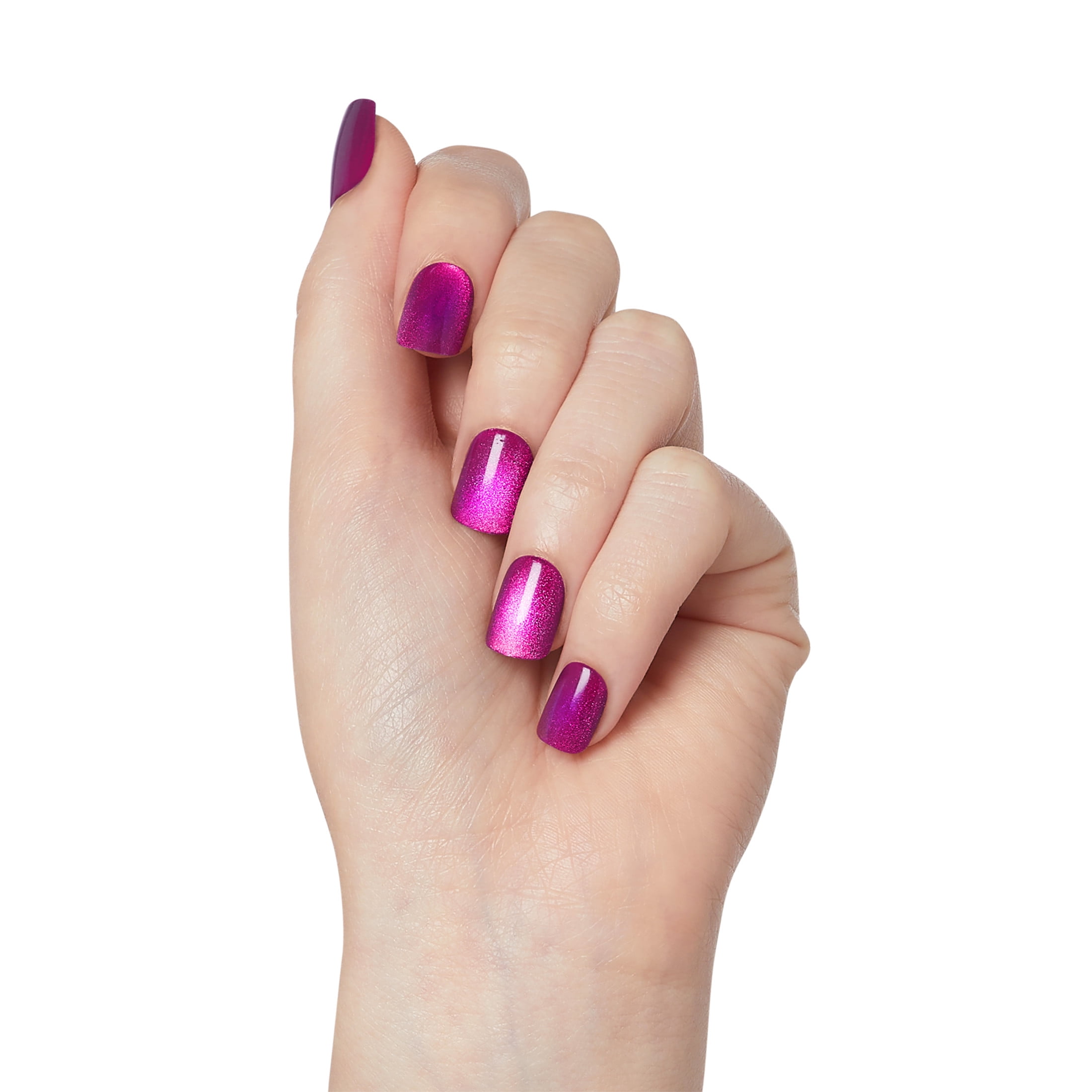 Kiss Impress Color FX Short Square Press on Nails, Pink, 30 Pieces