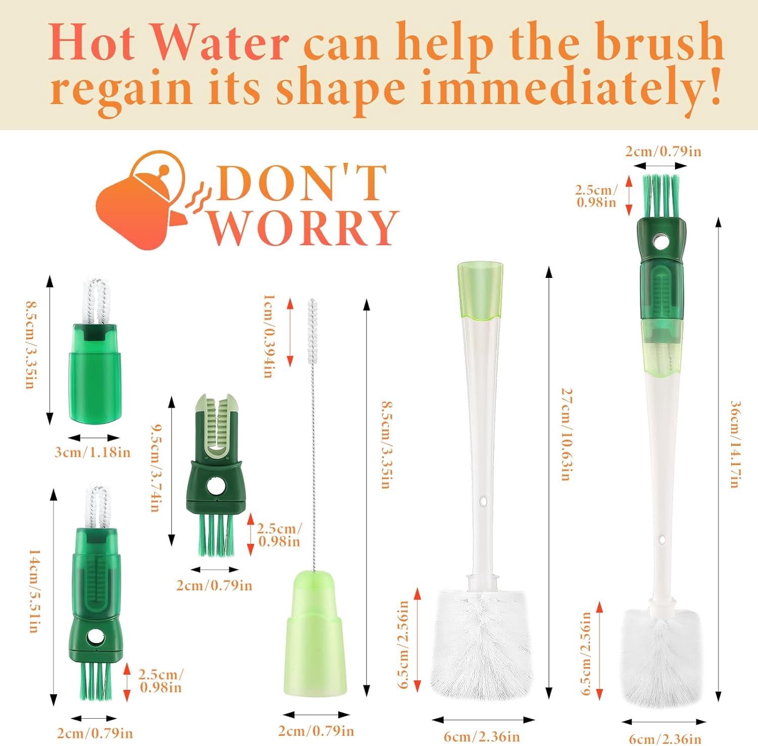 5 in 1 Water Bottle Brushes for Cleaning, Easily Cleans The Cup Mouth, Lid, Bottom, and Straw.Multifunctional Insulation Bottle Cleaning Tools, Home Kitchen Cleaning Tools