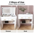 thumbnail image 2 of Flip-Top Vanity Desk with LED Lighted Mirror & Built-in Outlet - Makeup Vanity Table with 2 Drawers, Open Storage Space & Jewelry Hooks, White (Stool Not Included), 2 of 9