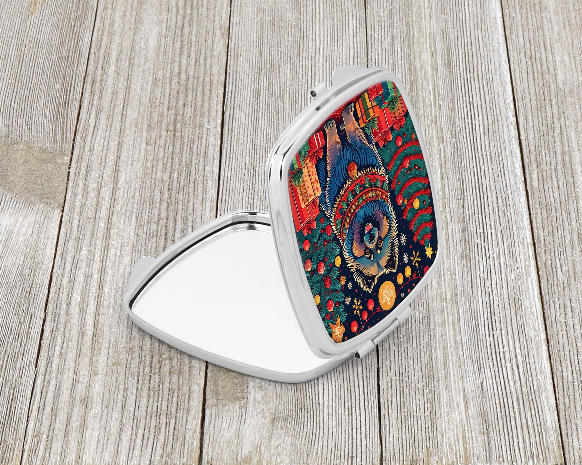 Keeshond Christmas Compact Mirror 2.75 in x 3 in
