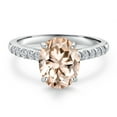 thumbnail image 3 of Gem Stone King 10K White Gold Peach Morganite and Lab Grown Diamond Engagement Ring for Women | 1.80 Cttw | Oval 9X7MM | Gemstone October Birthstone | Size 7, 3 of 6
