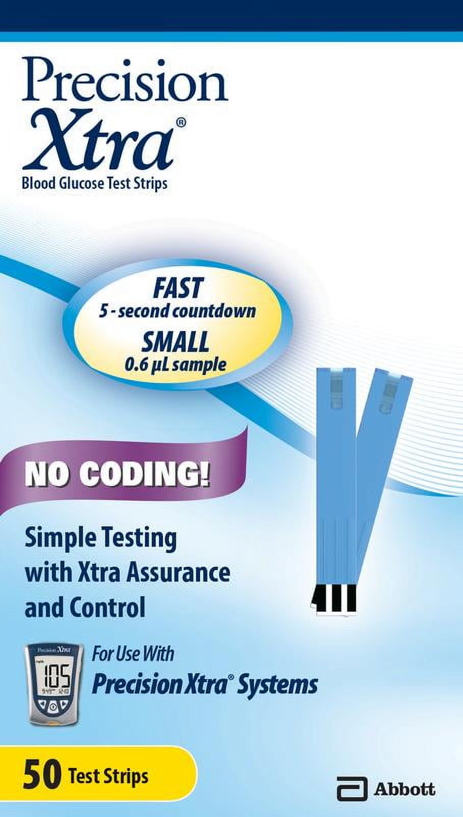 Precision Xtra Blood Glucose Test Strips, 50 Count