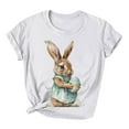 thumbnail image 4 of ZQUUVOU Easter Shirts For Women Funny Bunny Print Short Sleeve T Shirt For Easter Day Tops B-White, 4 of 4