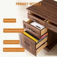thumbnail image 5 of EDX Wood Computer Writing Desk Farmhouse Executive Desk, Rustic Office Desk with Charging Station and Keyboard Tray,Home Workstations with File Drawer, Storage Cabinet, Brown, 5 of 9