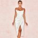 thumbnail image 4 of Laklulu Vestido De Fiesta De Satén Sin Mangas con Tiras y Abertura Dividida para Mujer, Vestido De Fiesta para Invitados De Boda, Vestidos Formales De Cóctel,Blanco,XL, 4 of 5