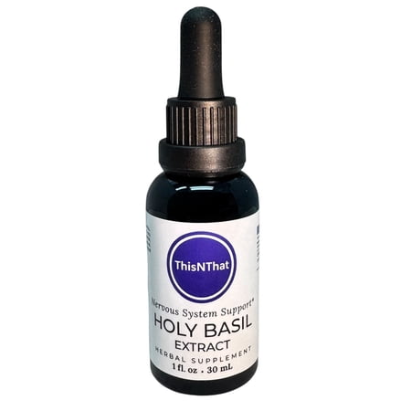 ThisNThat Organic Holy Basil Herbal Glycerin Extract, Gluten, Sugar & Alcohol Free, Vegan, Non GMO Tincture for Nervous & Immune System Support, 1 oz