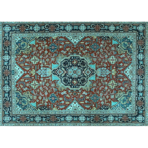 Ahgly Company Indoor Rectangle Persian Light Blue Traditional Area Rugs, 8' x 10'