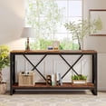 thumbnail image 3 of Finmind 70.9" Extra Long Console Table: Industrial & Rustic Sofa Table with Open Shelf, Rustic Brown, 3 of 7