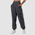 thumbnail image 2 of Sngxgn Womens Pants with Pockets Straight-Leg Loose Comfy Drawstring Lounge Running Long Active Casual Sweatpants(Grey,S), 2 of 4