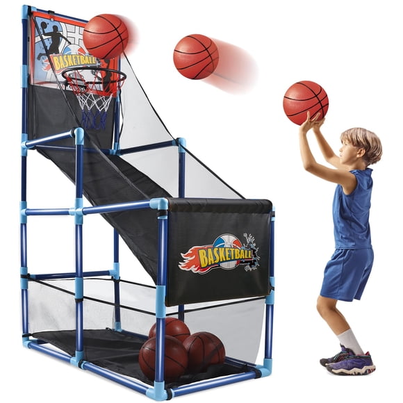 OCHIDO Ensemble de Jeu de Basketball Arcade avec 4 Balles, pour Enfants de 3 4 5 6 7 8 9 10 +ans Garçons, Jeu Sportif Intérieur/extérieur pour Enfants, Cadeau Idéal Âge 3-5,6-8,8-10