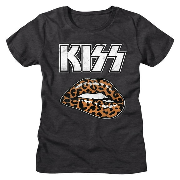 Kiss Leopard Lip Dark Gray Heather Women's T-Shirt