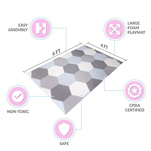 Baby Brielle Interlocking Hexagon Floor Foam Tile Activity Playmat for