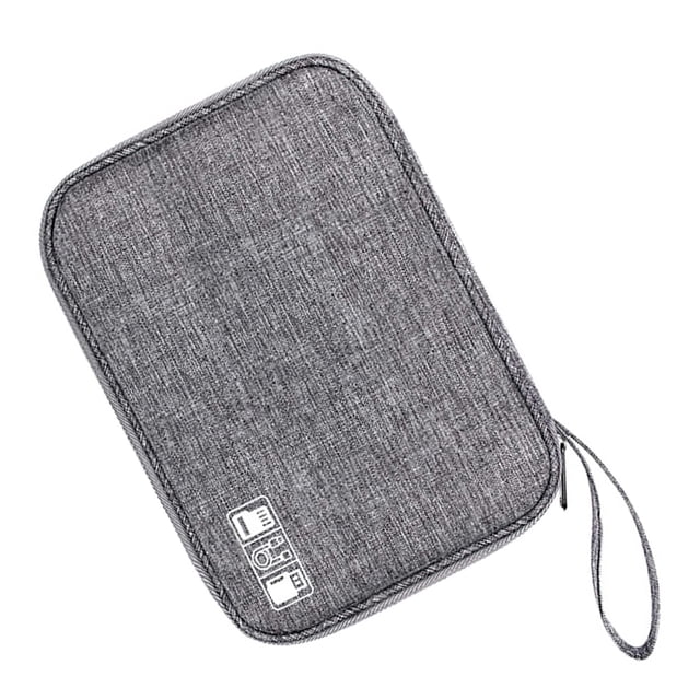 Estuche organizador de cables de viaje, organizador de cables electrónicos, bolsa de almacenamiento portátil e impermeable para cargador, cable y USB (gris)