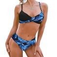 thumbnail image 1 of Traje de baño de dos piezas con escote en V y estampado de leopardo sexy para mujer - Azul, 1 of 6