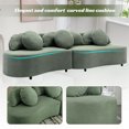 thumbnail image 3 of Aukfa Modern Living Room Curved Upholstered Couch, Sectional Sofa w/ 6 Pillows, Lamb Velvet, Green, 3 of 10