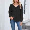 thumbnail image 3 of vigerkar Womens Long Sleeve Tops V Neck Dressy Casual Blouses Tunic Trendy Business Office Ruffle Work Shirts (Black, L), 3 of 8