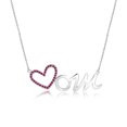 thumbnail image 1 of JeenMata Collar con Colgante de Corazón Abierto para Mamá con Piedra Roja Fuerte Decorada en Oro Blanco de 18 K sobre Plata - Piedra Natal de Julio - Regalo para Mamá, 1 of 5