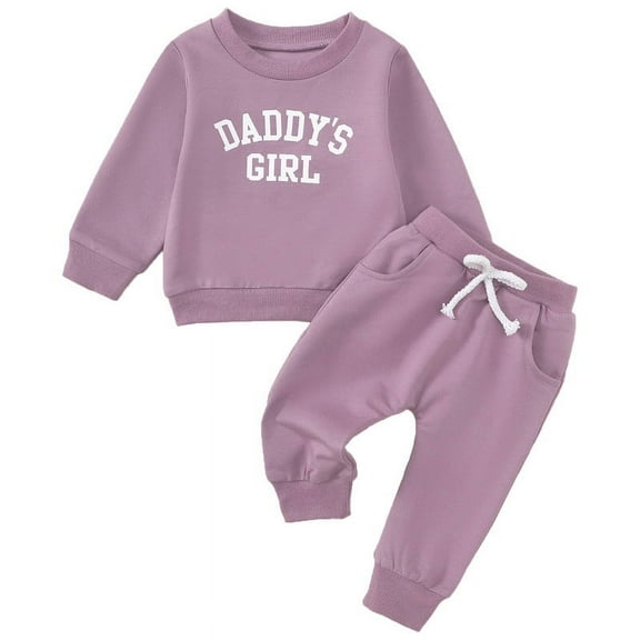 Toddler Baby Girl Clothes Daddys Girl Long Sleeve Pullover Sweatshirt Stretch Jogger Pants Infant Fall Winter Outfit