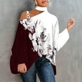 thumbnail image 2 of Batwing Half Sleeve Tops for Women Fashion Print Shirts Sexy High Collar Cold Shoulder Blouses Loose Elegant Top Long Sleeve Shirts for Women, 2 of 5