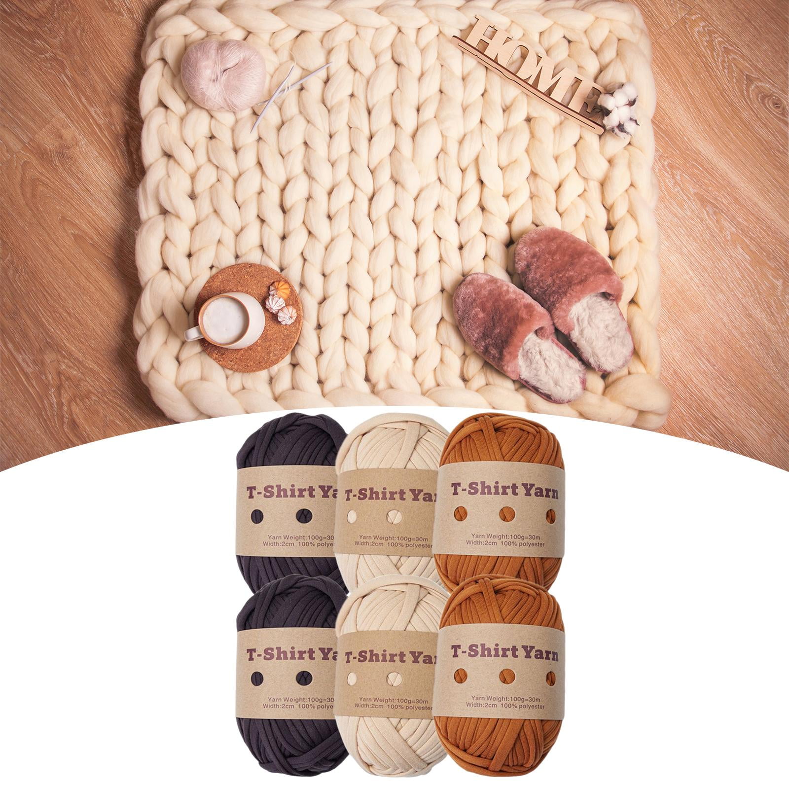 6Pcs Knitting Yarn T-shirt Yarn Chunky Yarn Spaghetti Yarn for Throw Blanket Craft , Set A