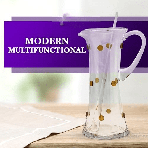 GAC Tall Glass Martini Pitcher with Spout – 52oz Clear Glass Cocktail Pitcher for Mixing – Elegant Durable Design for Drinks, Iced Tea, and Cocktails – Ideal Present