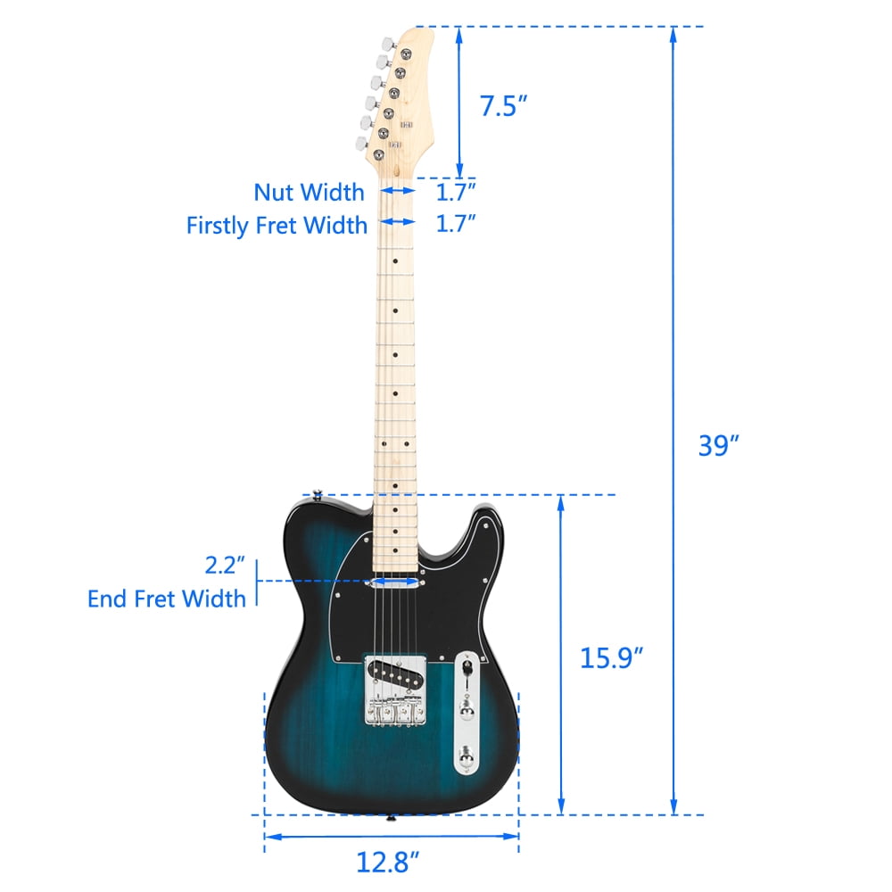 Private Jungle 39" inch Full Beginner Starter kit Maple Fingerboard GTL Electric Guitar SS Hardware Pickup,Blue