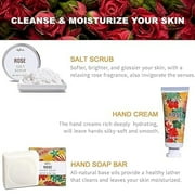 Spa Gift Sets for Women, Rose Bath Kits Include Massage Oil, Bath Bomb, Salt Scrub, Soap, Hand Cream, Birthday Gifts for Mom