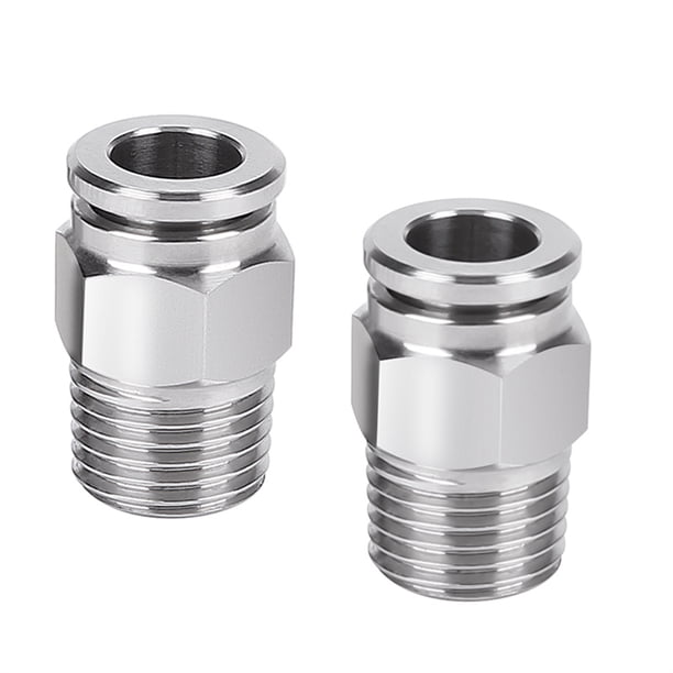 2pcs PC 304 Acoplamiento neumático de hilo externo de acero inoxidable 1/8 "1/4" 3/8 "1/2" BSP Conector de manguera de tráquea de hilo externo