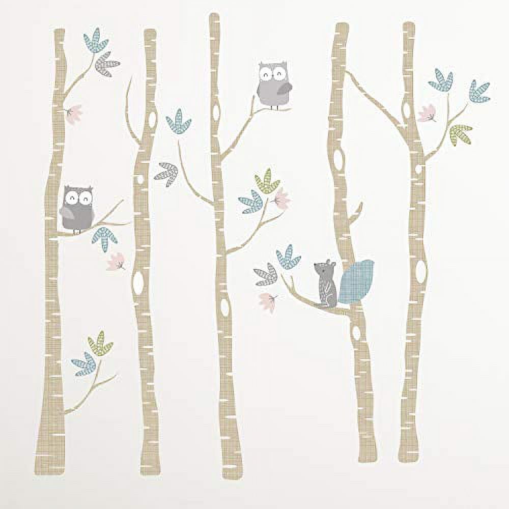 Levtex Baby - Everly Crib Bed Set - Baby Nursery Set - Aqua Blush Grey Teal - Woodland Deer and Friends - 5 Piece Set Includes Quilt, Fitted Sheet, Diaper Stacker, Wall Decal & Bed Skirt/Dust Ruffle
