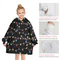 thumbnail image 6 of Multicolor Christmas Light Pattern Blanket Hoodies for Kids 6-13YR Oversize Wearable Blanket Hoodies for Boys Girls Teens, 6 of 7