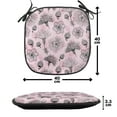 thumbnail image 4 of Floral Chair Seating Cushion, Demonstration of Romantic Pattern with Lineart Flowers Scenery, Soft Seat Pads for Office with Anti-slip Backing, 16"x16", Pale Pink Charcoal Grey, by Ambesonne, 4 of 7