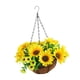 thumbnail image 4 of Flores artificiales en cesta colgante, adorno para jardín, plantas colgantes de imitación Amarillo, 4 of 9