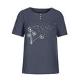 thumbnail image 3 of UPPADA Plus Size Tunic Tops for Women Womens Basic Tshirt Summer Printed Tops Casual Cotton Linen Shirt Fashion Button Down Top Short Sleeve Crewneck Tees Blusas Casuales De Mujer Bonitas 2024, 3 of 5