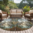 thumbnail image 4 of Round Area Rug 5 Ft, Vintage Cranes Washable Non-Slip Circle Carpet for Living Room/Bedroom, Country Retro Chic Glass Flower Textured Low-Profile Runner Mats Collection Rugs for Indoor, 4 of 8