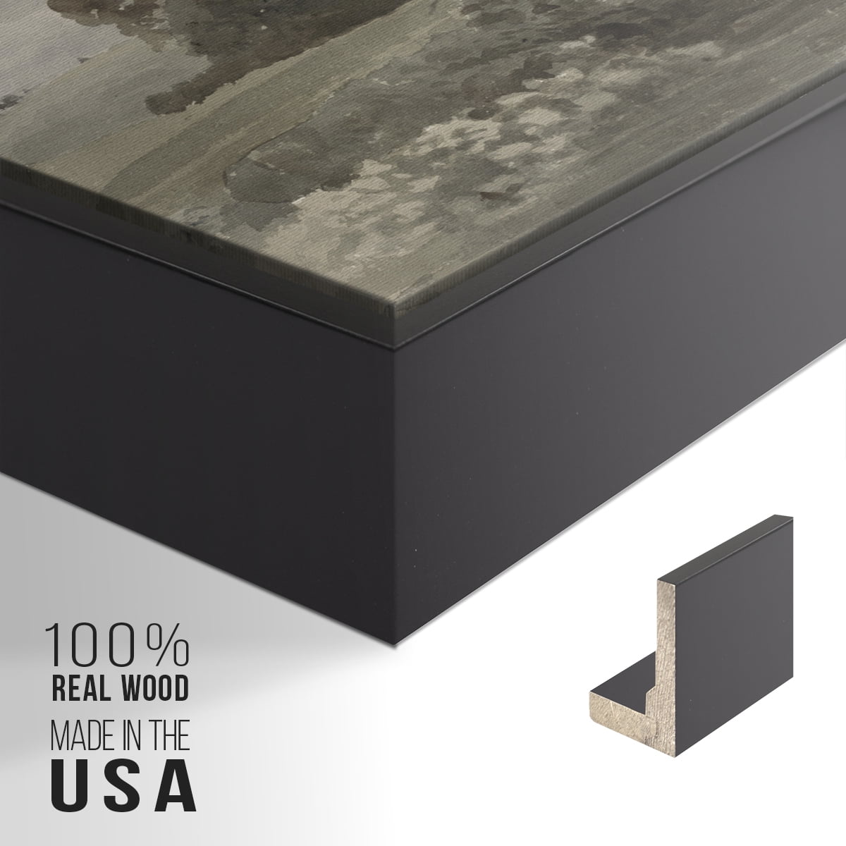 Vintage Landscape-XXXIX By Wexford Home Framed in Black Wood Gallery Wrapped Canvas 27 in. x 41 in.