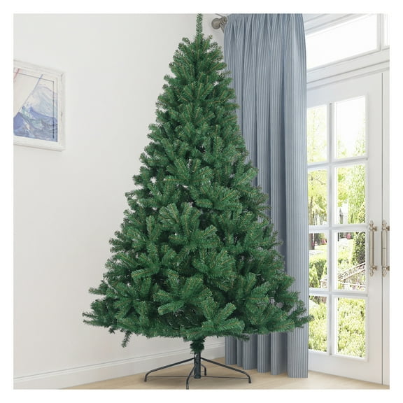 6ft Artificial Christmas Tree Full Natural Spruce PVC Fir Tree Foldable Metal Stand Unlit Green